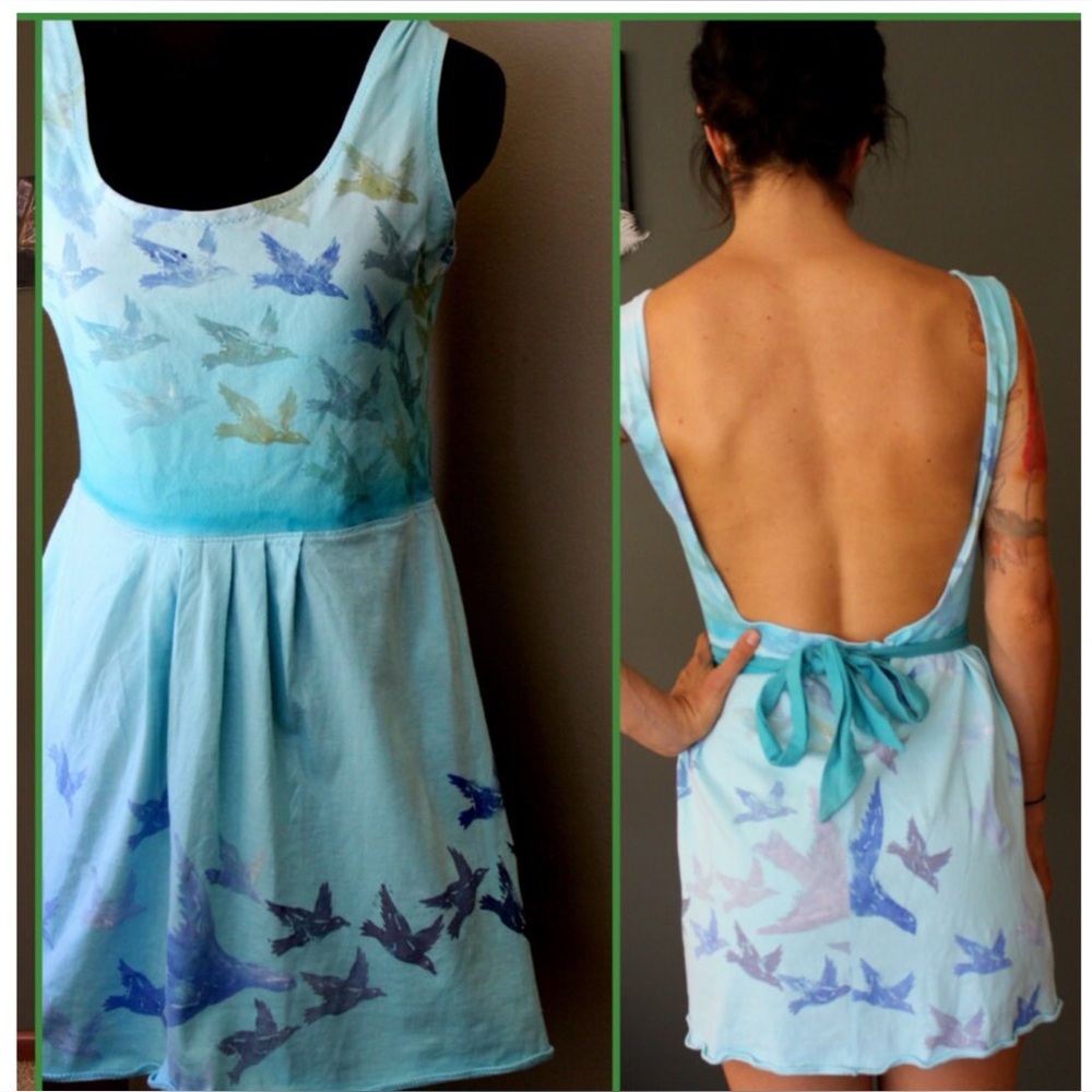 🕊️ Hand-Painted • Handmade Dress 🕊️ of Birds